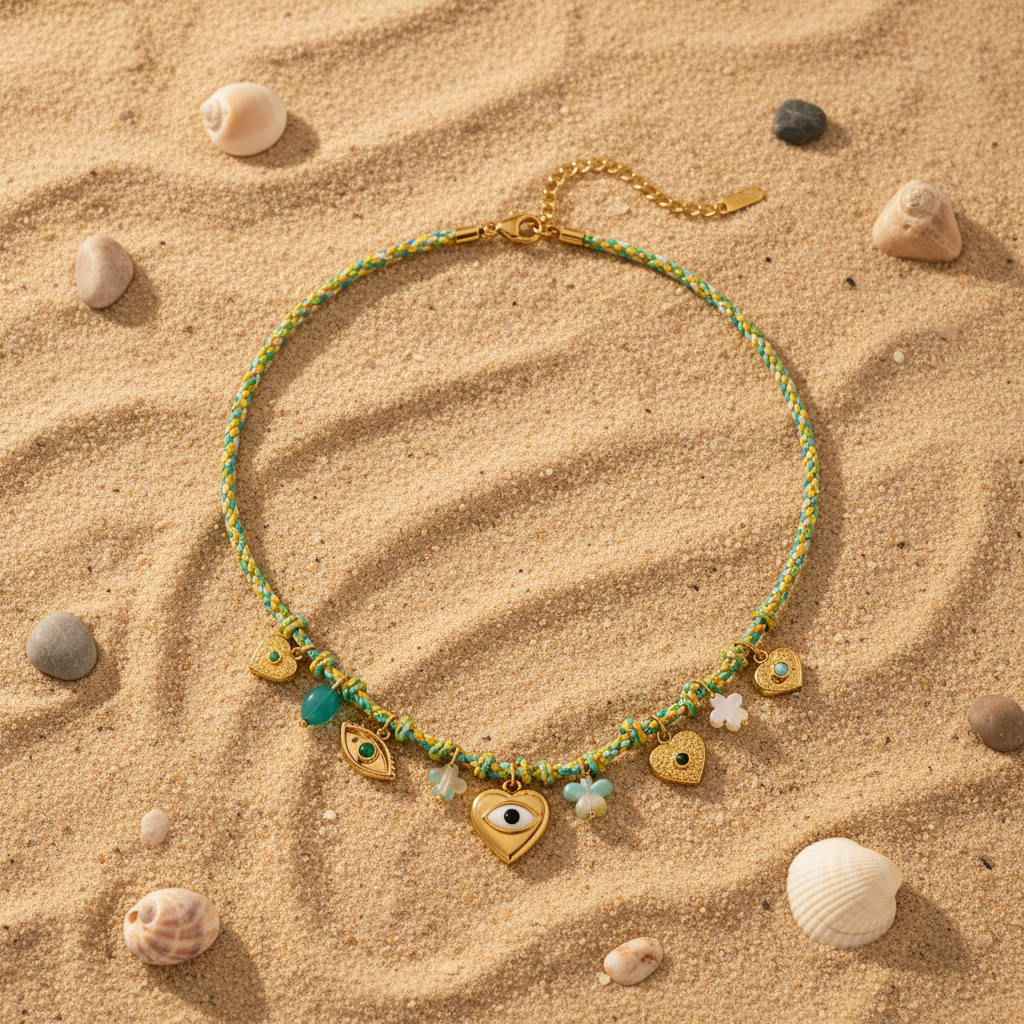 Youora Boho Evil Eye Charm Layered Necklace Set