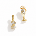 Champagne Celebration Mismatch Stud Earrings – Champagne Bottle & Flute