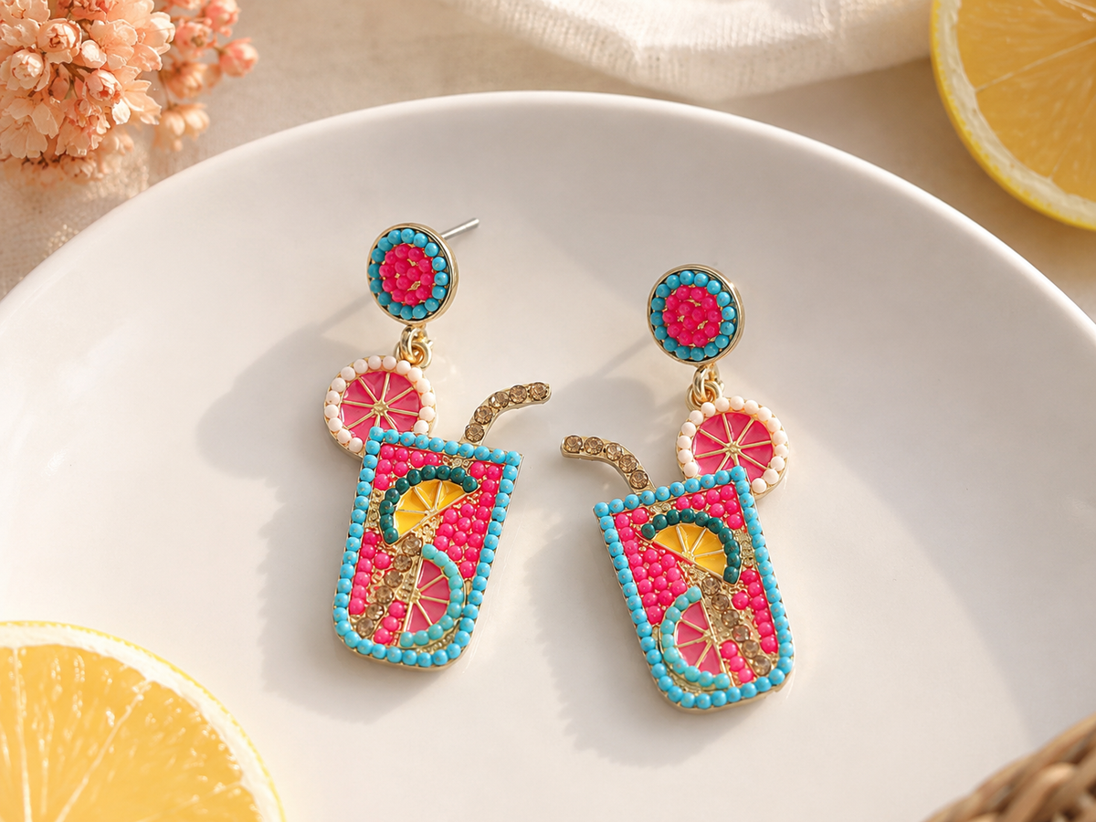 Citrus Splash Beaded Drop Earrings