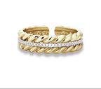 Twisted Pavé Adjustable Ring