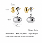 Dual Tone Pebble Drop Earrings
