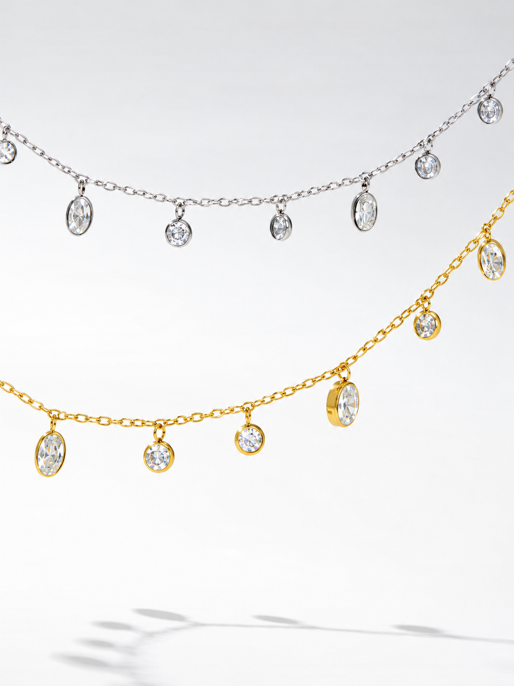 Dainty Crystal Charm Chain Necklace
