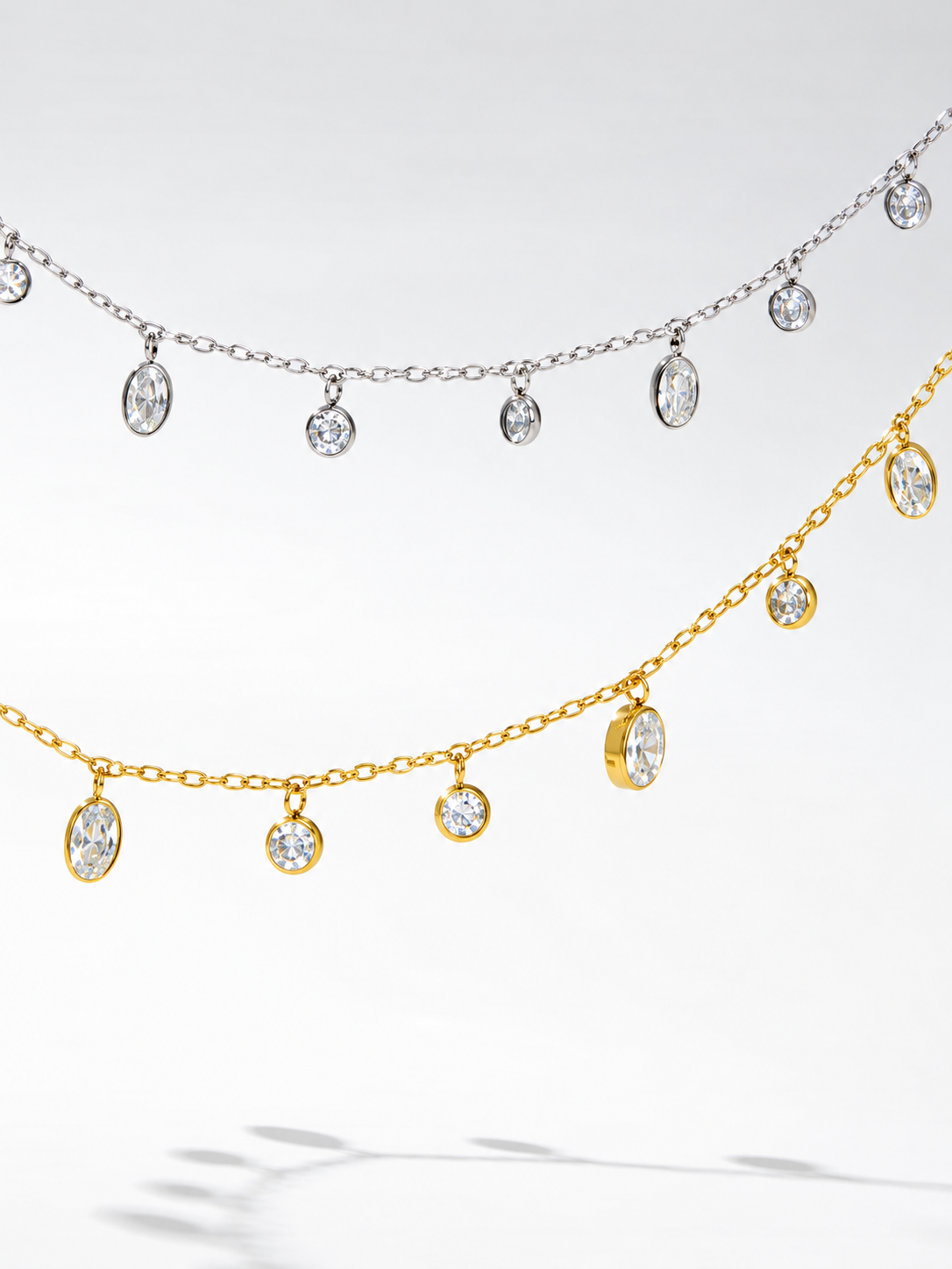 Dainty Crystal Charm Chain Necklace