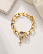 Cross Charm Paperclip Bracelet