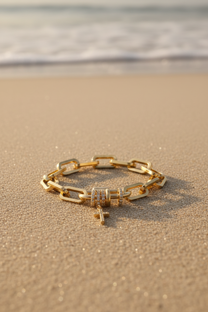 Cross Charm Paperclip Bracelet