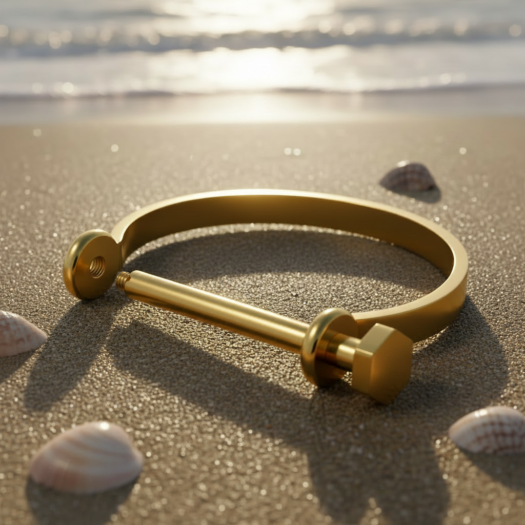 Minimalist Screw Lock Open Bangle Bracelet