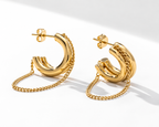 Chain Drop Hoop Earrings