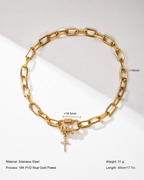 Luxe Paperclip Cross Charm Necklace