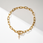 Luxe Paperclip Cross Charm Necklace