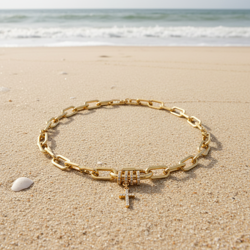 Luxe Paperclip Cross Charm Necklace
