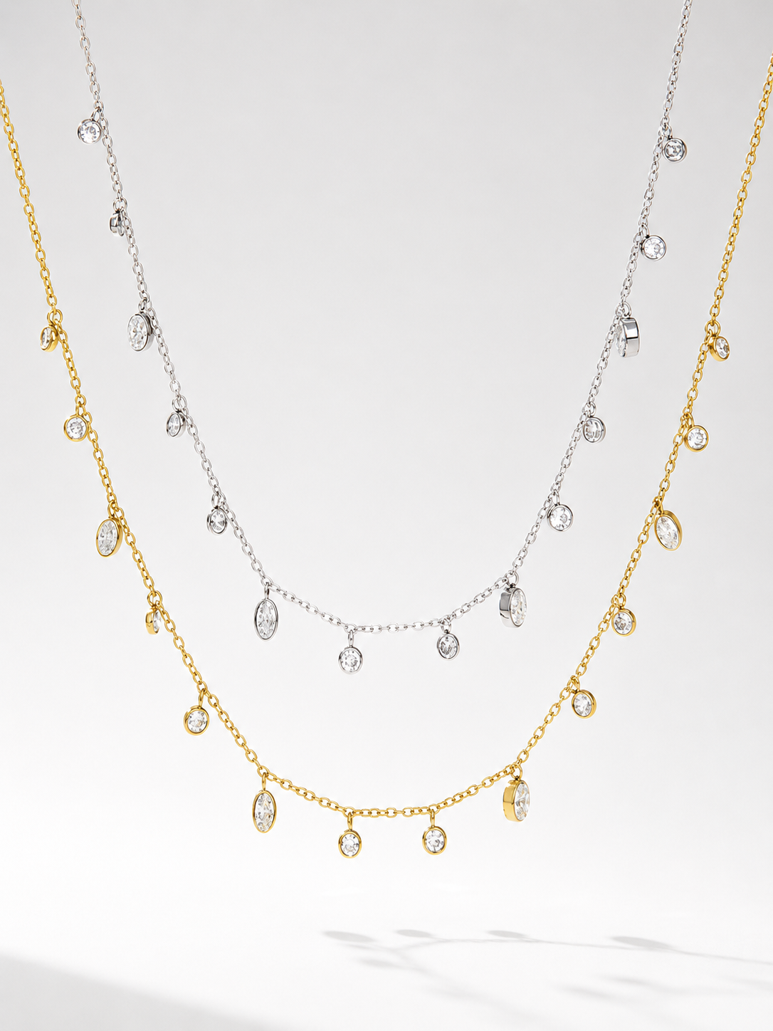 Dainty Crystal Charm Chain Necklace