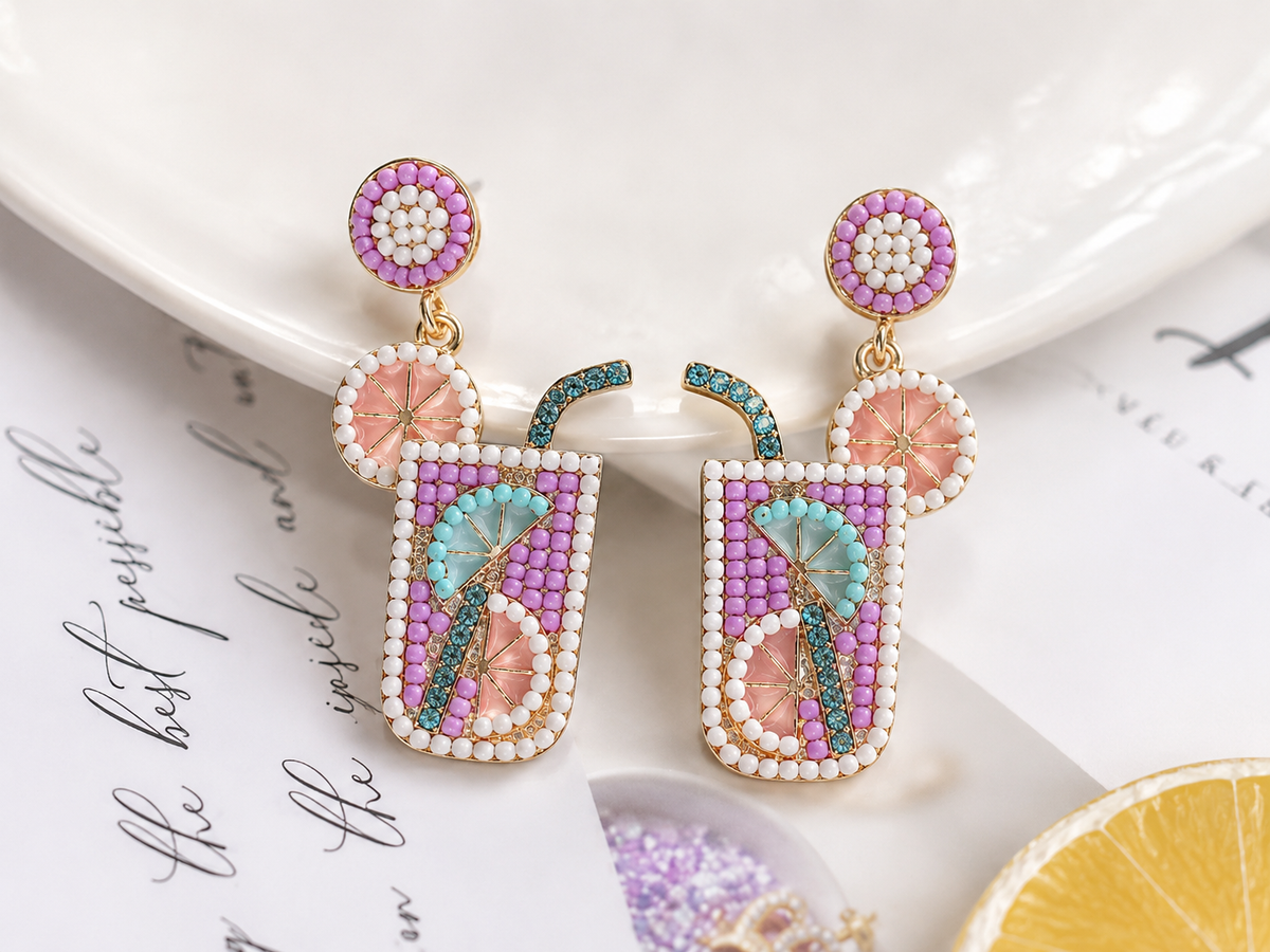 Citrus Splash Beaded Drop Earrings