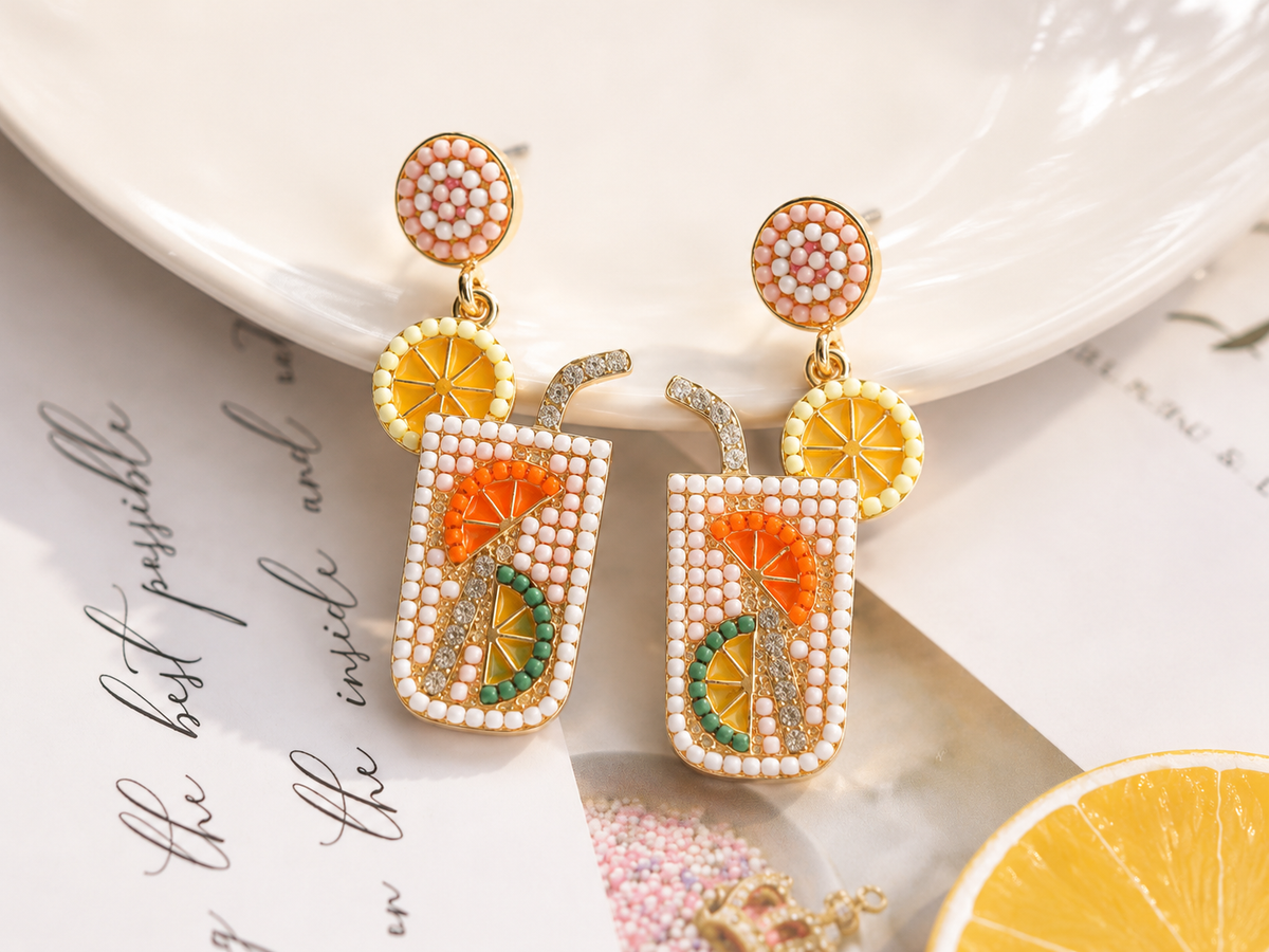Citrus Splash Beaded Drop Earrings