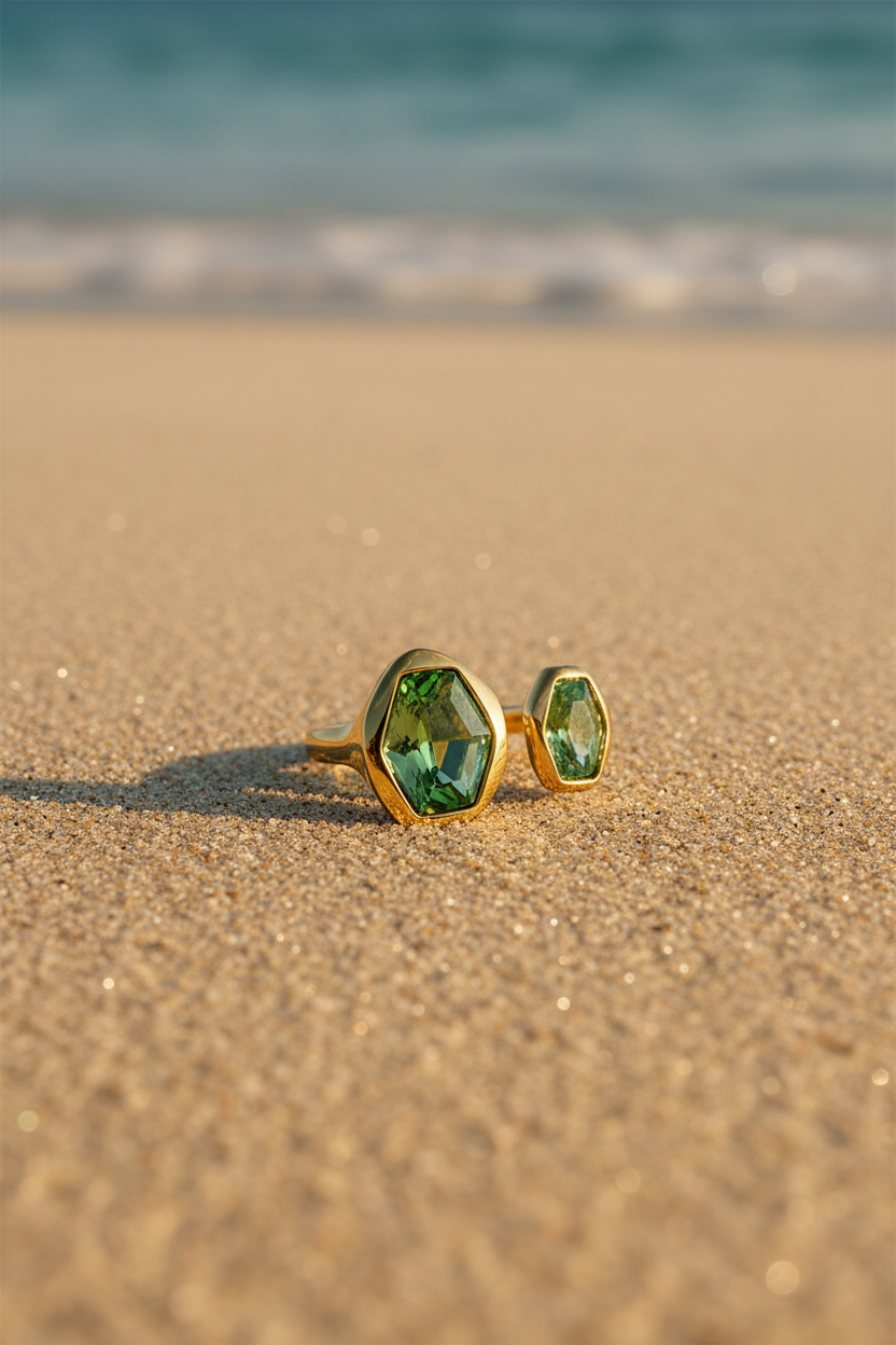 Azure & Peridot Open Gemstone Ring