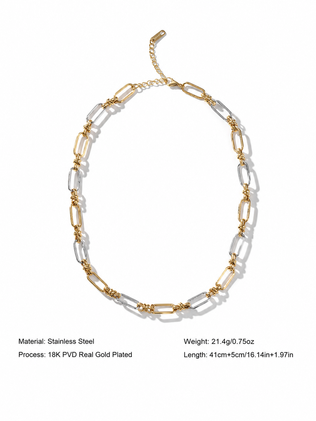 Dual Tone Link Chain Necklace