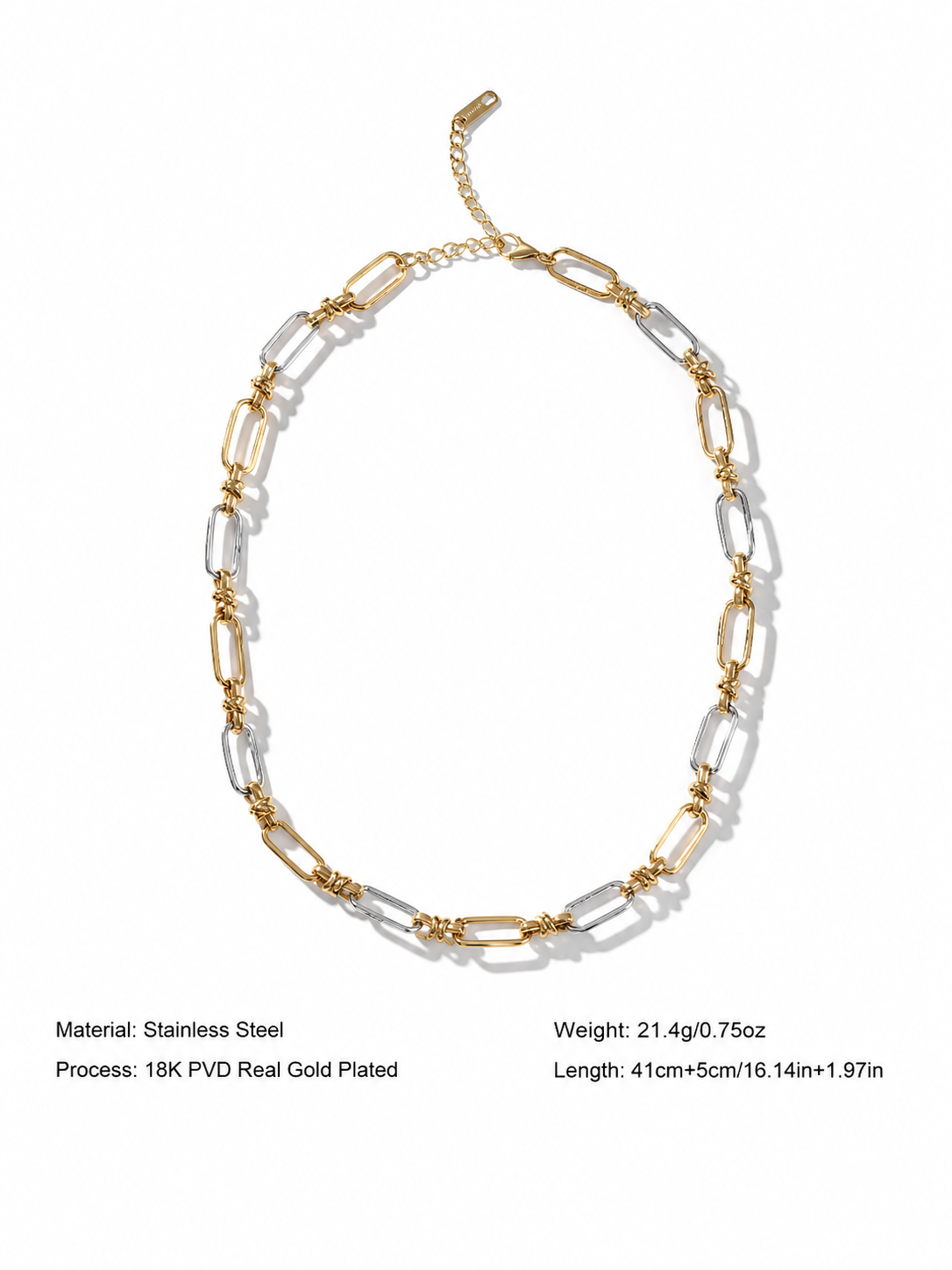 Dual Tone Link Chain Necklace