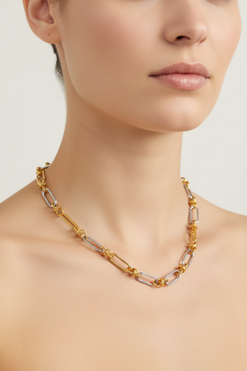 Dual Tone Link Chain Necklace