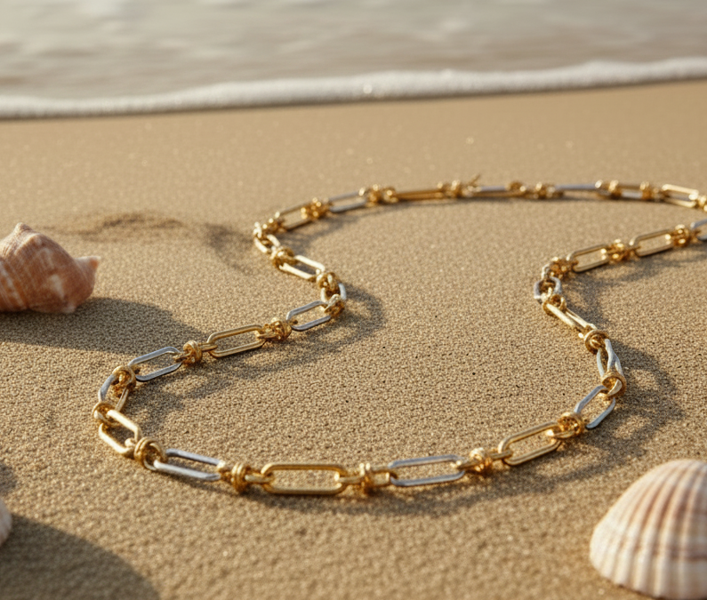 Dual Tone Link Chain Necklace