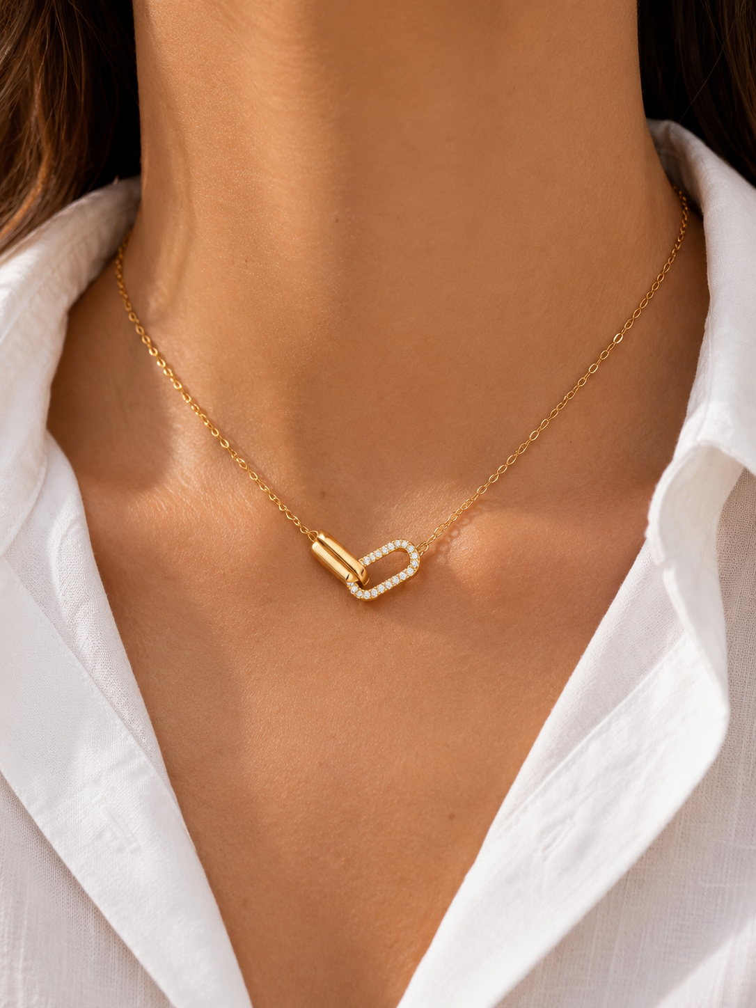 Luna Pavé Carabiner Necklace