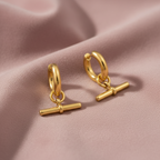 T-Bar Gold Hoop Earrings