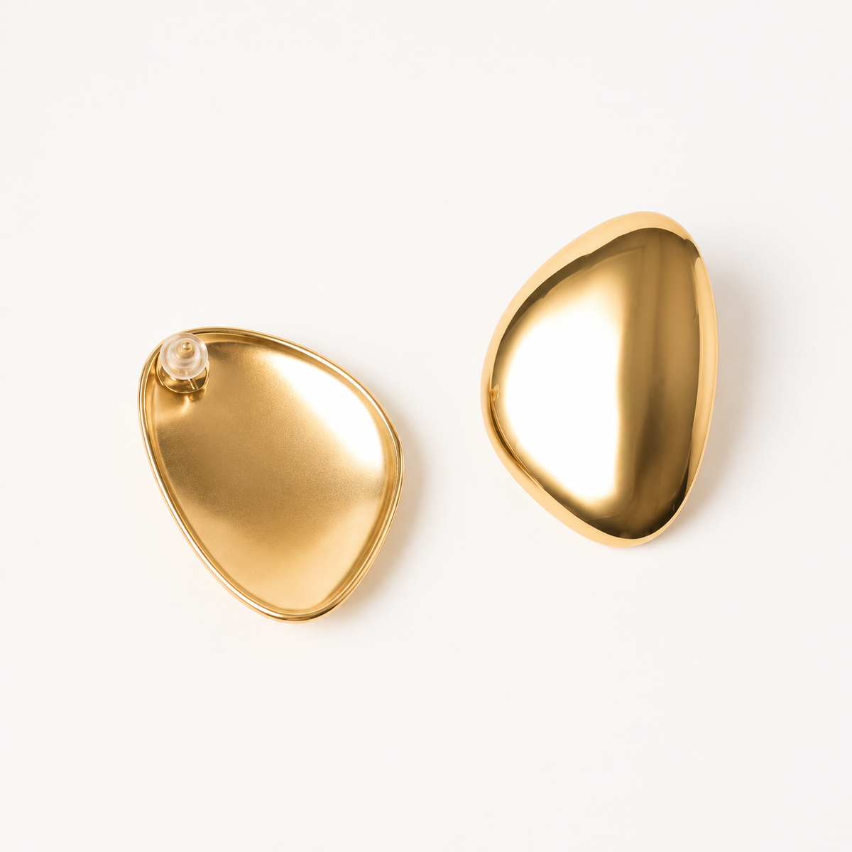 Luna Organic Gold Stud Earrings – Sculptural Statement Earrings
