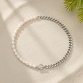 Pearl & Silver Chain Toggle Necklace
