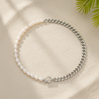 Pearl & Silver Chain Toggle Necklace