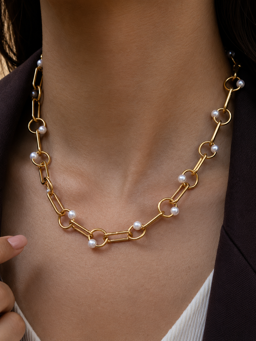 Pearl Link Gold Necklace