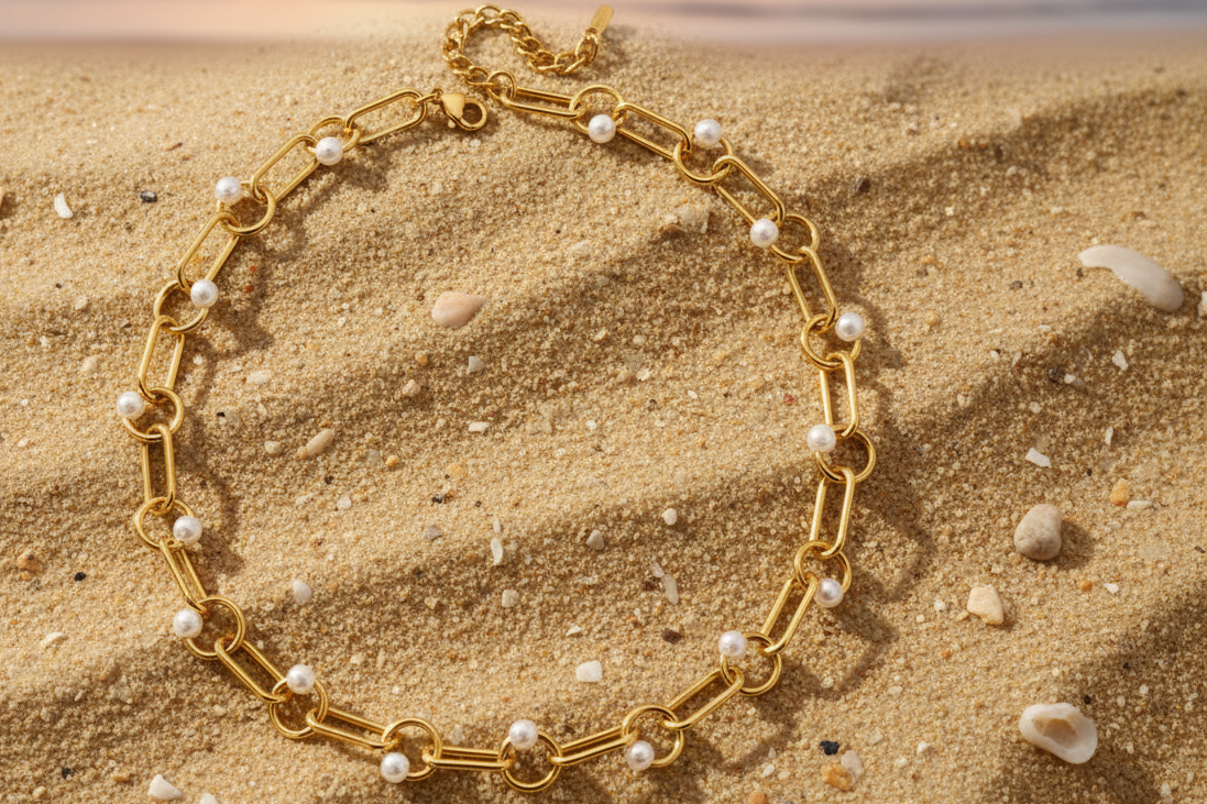 Pearl Link Gold Necklace