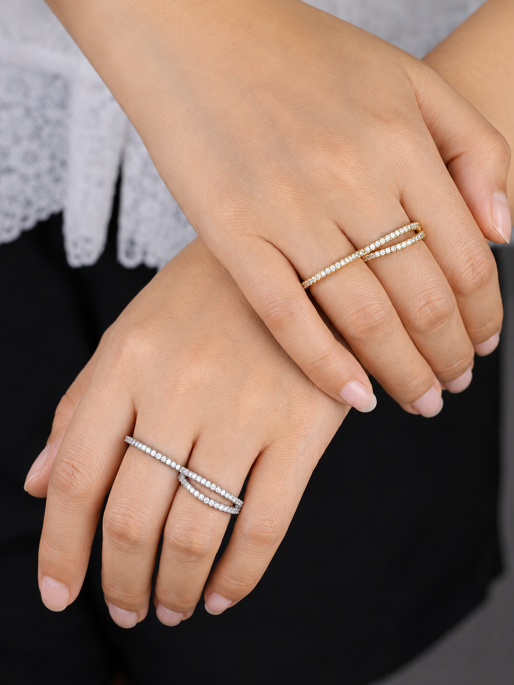 Eterna Double Loop Pavé Ring