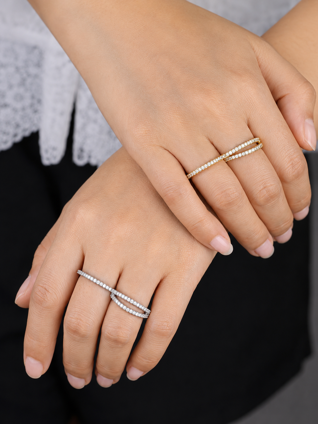 Eterna Double Loop Pavé Ring