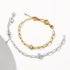 Celestial Paperclip Link Bracelet – Gold & Silver