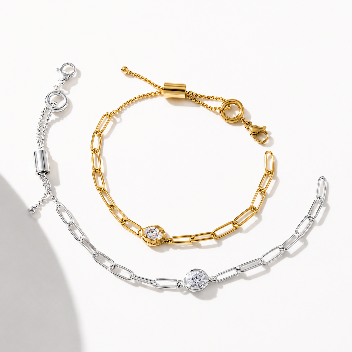 Celestial Paperclip Link Bracelet – Gold & Silver