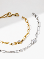 Celestial Paperclip Link Bracelet – Gold & Silver