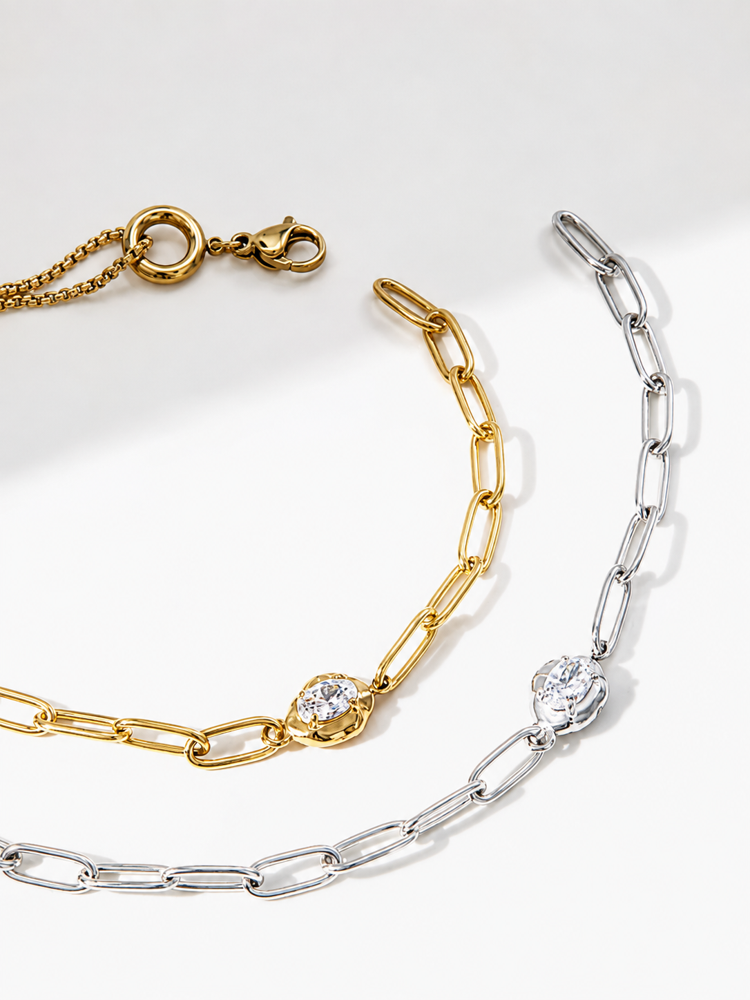 Celestial Paperclip Link Bracelet – Gold & Silver