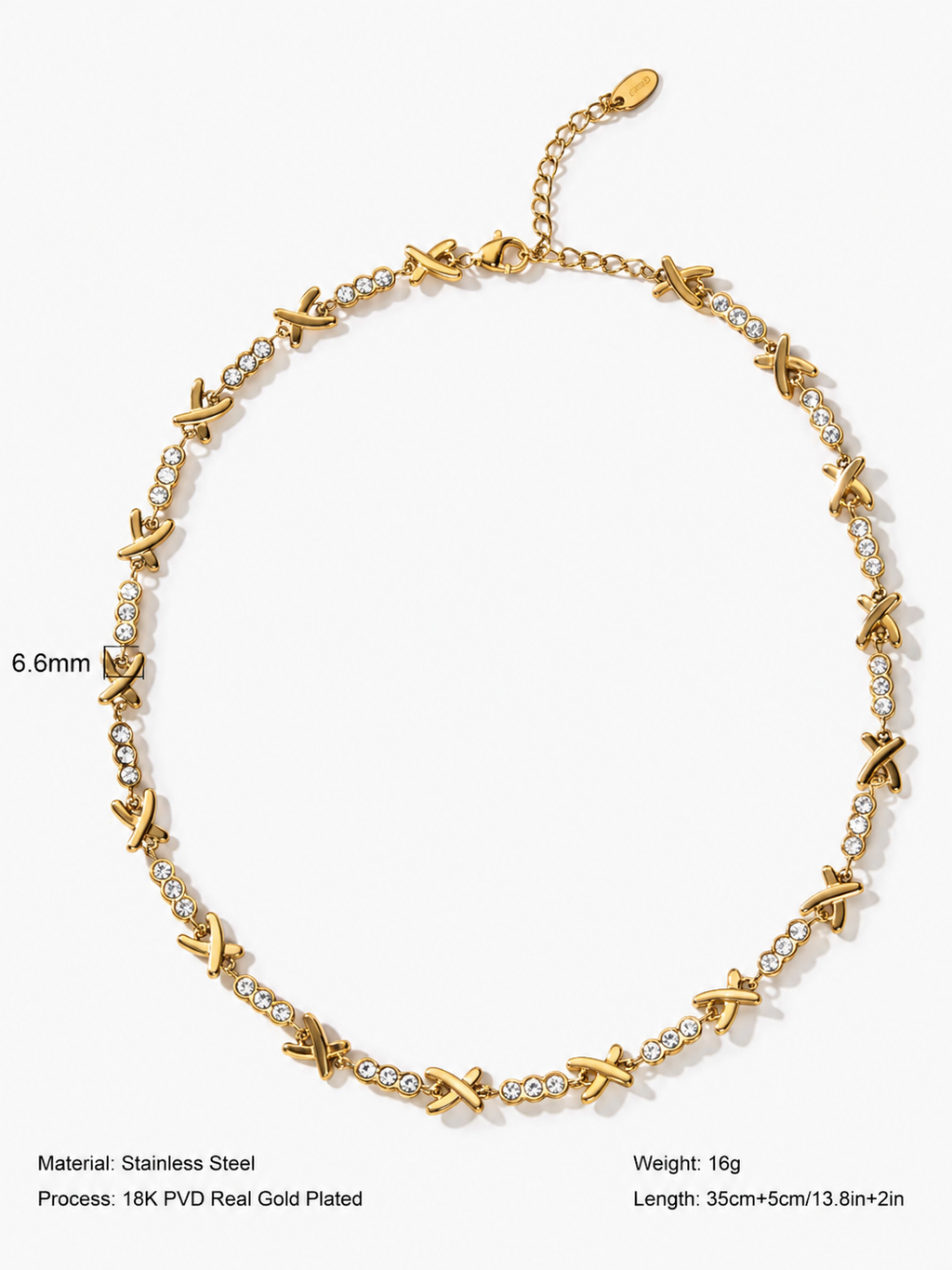 XOXO Crystal Link Necklace