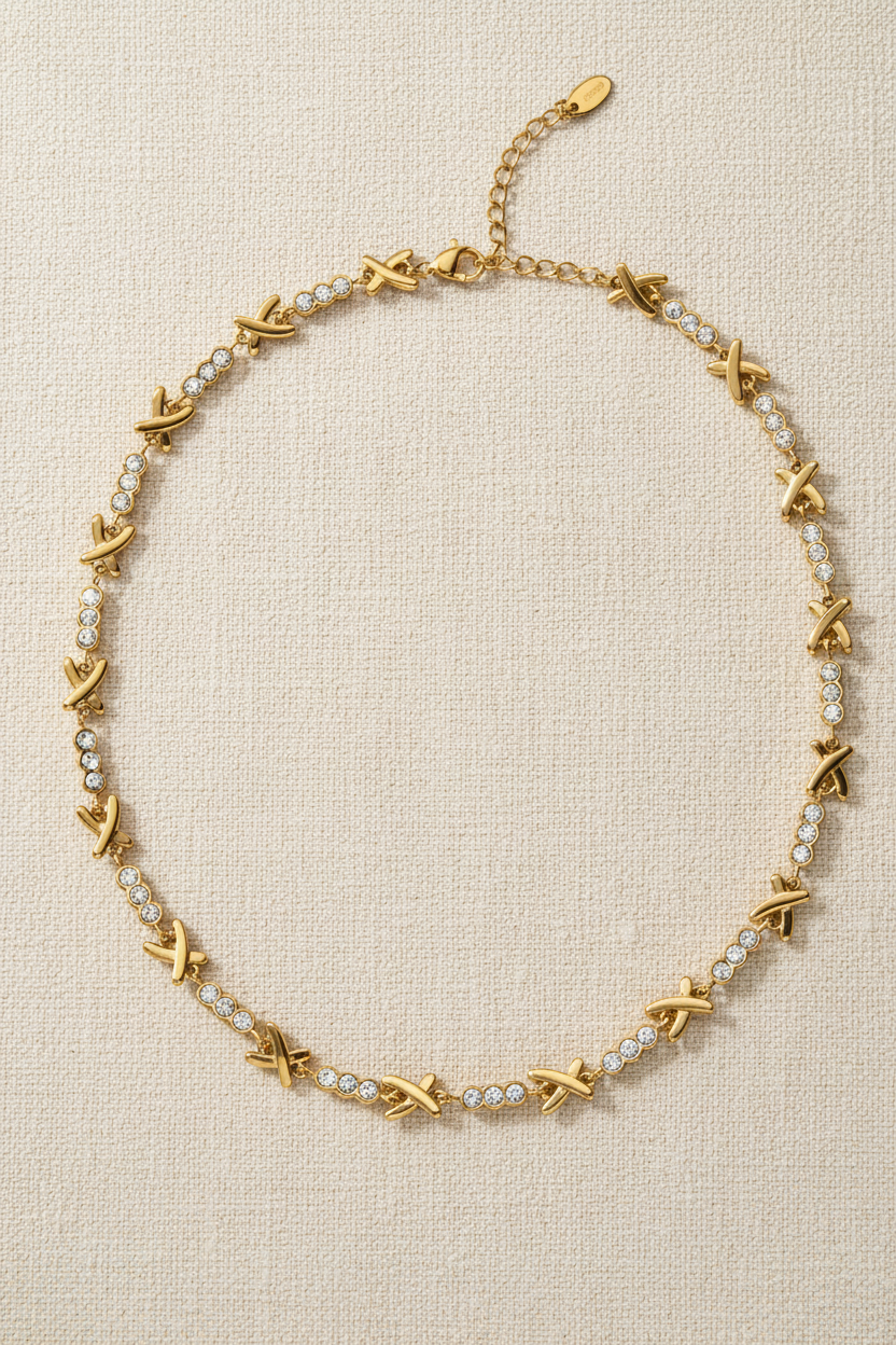 XOXO Crystal Link Necklace