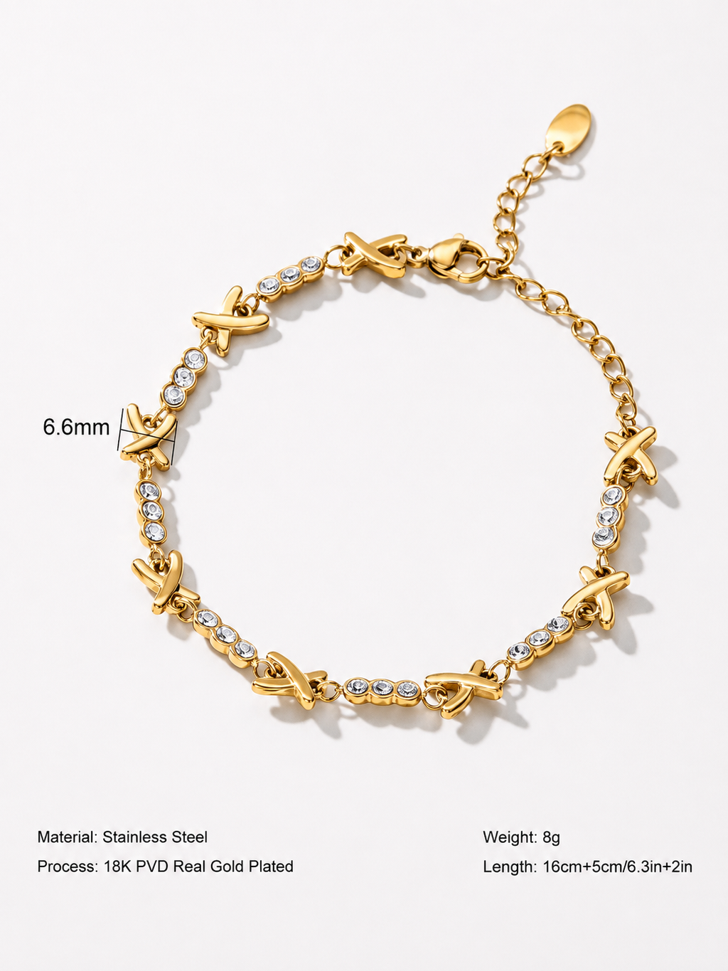 XOXO Crystal Link Bracelet