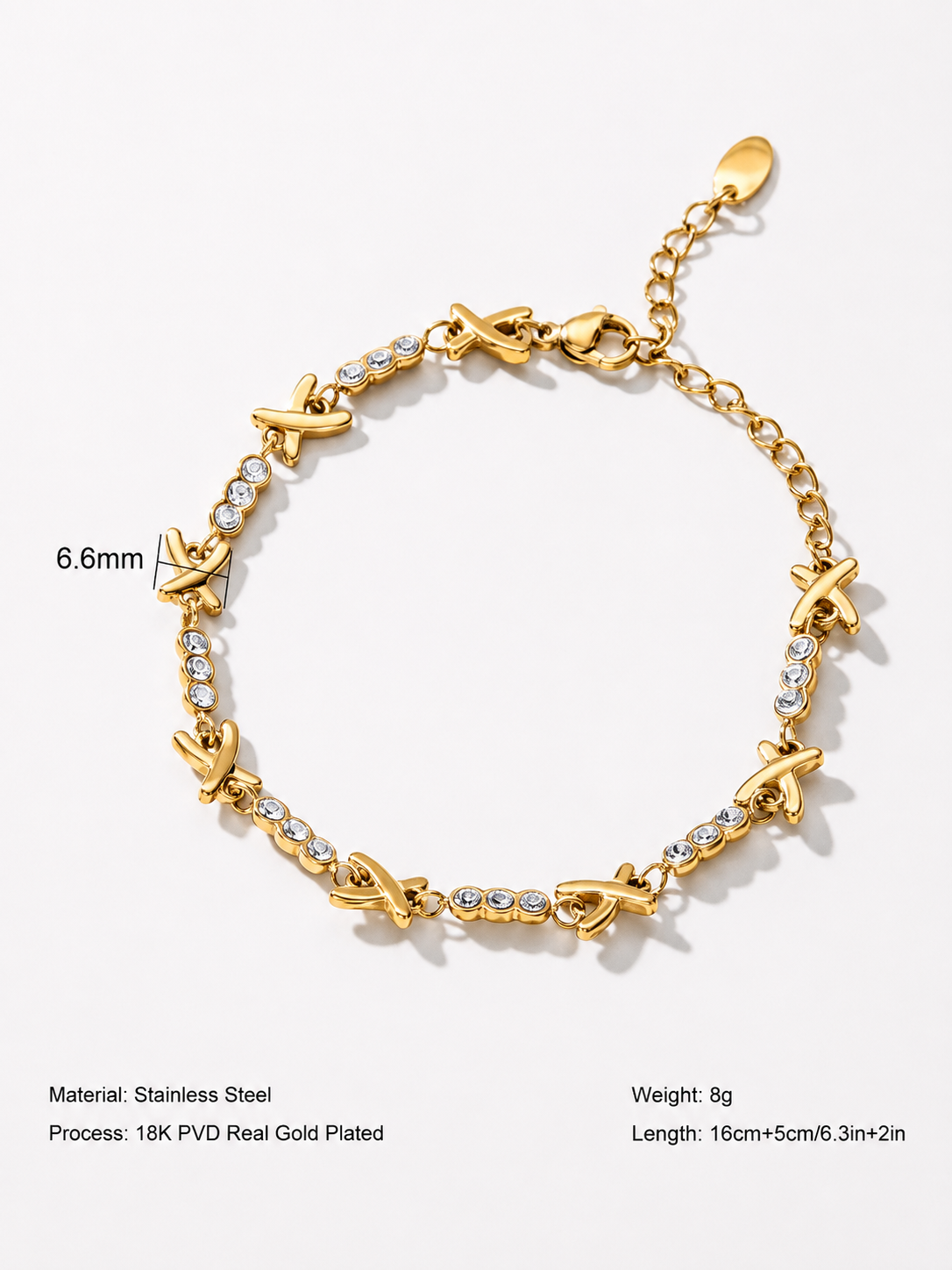 XOXO Crystal Link Bracelet