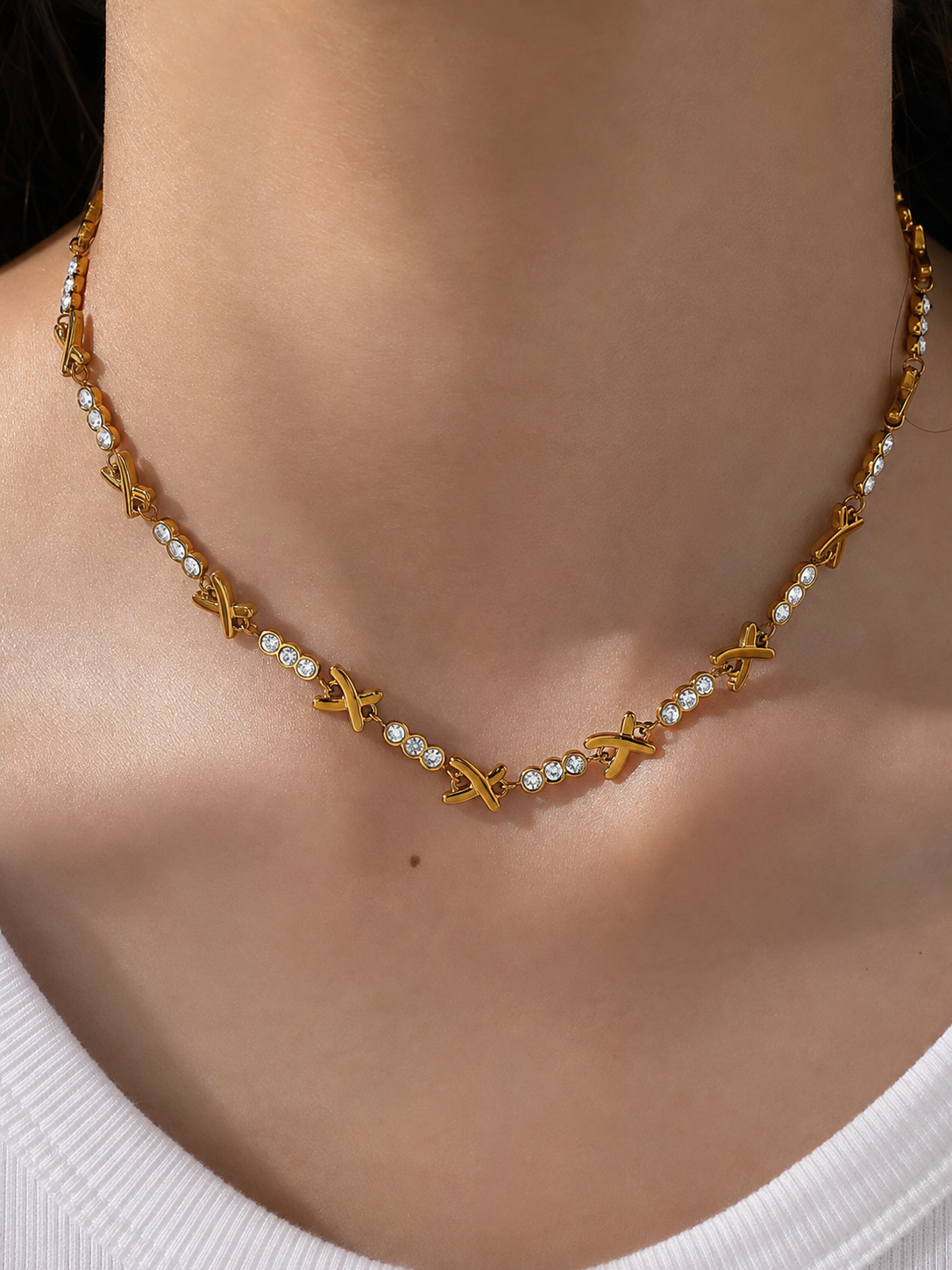 XOXO Crystal Link Necklace
