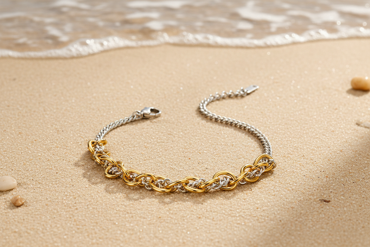 Twist Link Duo-Tone Bracelet
